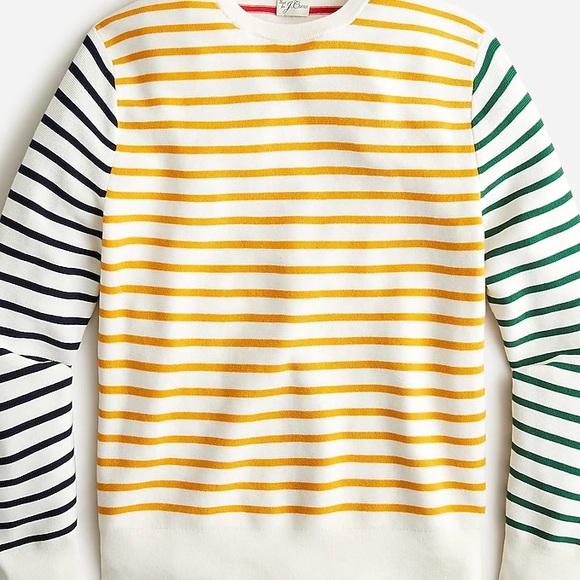 J. Crew Cotton garter-stitch crewneck sweater block stripe preppy boat nautical - Picture 1 of 7
